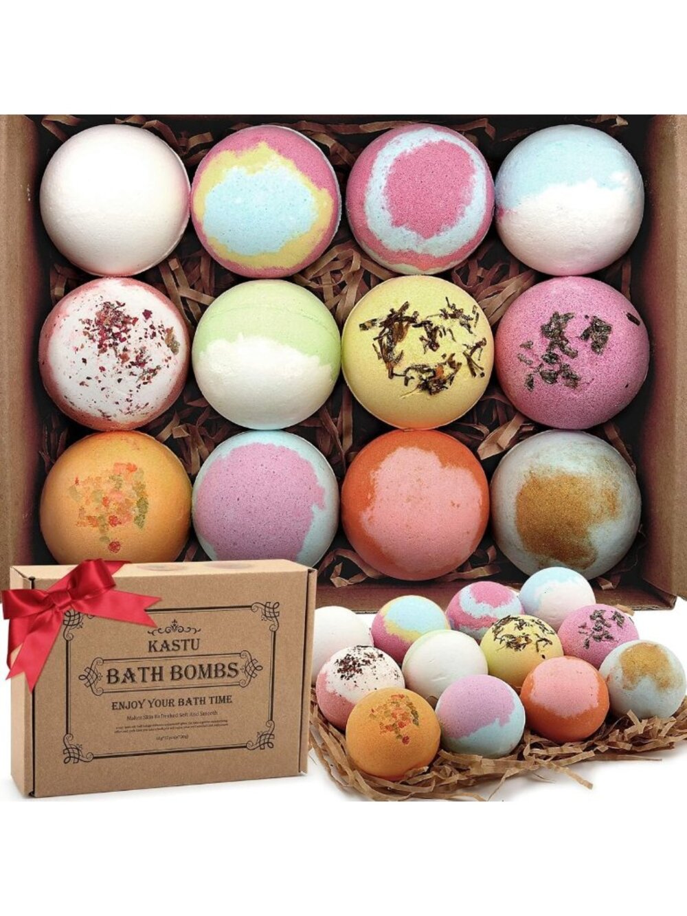 12 PCS Bath Bomb Gift Set - Fizzy Spa Balls with Essential Oils for Relaxation